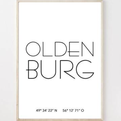 Poster OLDENBURG mit Koordinaten | Heimatstadt | Stadtposter | Personalisiert | Stadt Geschenk | Kunstdruck | Umzug Einz