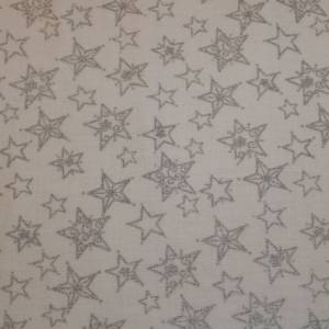 12,50 EUR/m Baumwollstoff Sterne silber auf weiß Weihnachten Silberdruck Webware 100% Baumwolle Bild 1