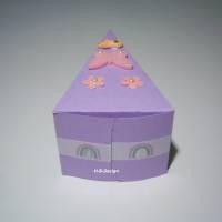 Geldgeschenk-Geburtstag, auf einem Tortenstück dekoriert mit Glücksschweinchen,Schachtel, Schmetterling, Blumen Bild 3