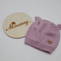 gestrickte Mütze Babymütze rosa mit Ohren / Babymütze / Mütze für Babys / Neugeborene / Geschenk zur Geburt Bild 1