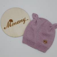 gestrickte Mütze Babymütze rosa mit Ohren / Babymütze / Mütze für Babys / Neugeborene / Geschenk zur Geburt Bild 3