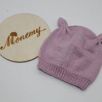 gestrickte Mütze Babymütze rosa mit Ohren / Babymütze / Mütze für Babys / Neugeborene / Geschenk zur Geburt Bild 4
