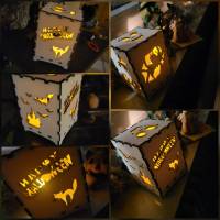 Halloween Windlicht, Halloween Lampe, Laterne Halloween Boxen, Spinne, Kürbis, Hexe Bild 1