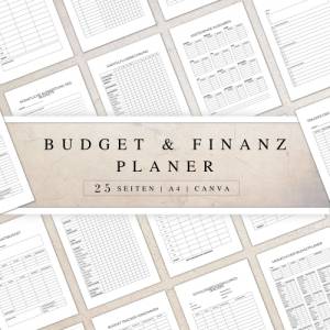 Budget & Finanzplaner als Canva Version in Deutsch (A4) | Seiten zum ausdrucken oder digital nutzbar | 25 Seiten zum ind Bild 1