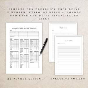 Budget & Finanzplaner als Canva Version in Deutsch (A4) | Seiten zum ausdrucken oder digital nutzbar | 25 Seiten zum ind Bild 3