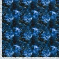 Stoff Baumwolle Sweatshirtstoff mit Galaxy Weltraum All Space Sterne Design blau weiß schwarz Kinderstoff Kleiderstoff Bild 3