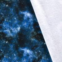 Stoff Baumwolle Sweatshirtstoff mit Galaxy Weltraum All Space Sterne Design blau weiß schwarz Kinderstoff Kleiderstoff Bild 5