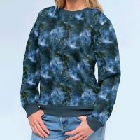 Stoff Baumwolle Sweatshirtstoff mit Galaxy Weltraum All Space Sterne Design blau weiß schwarz Kinderstoff Kleiderstoff Bild 6