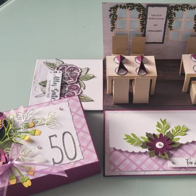 Explosionsbox für einen Restaurant-Gutschein, Handmade, Stampin up