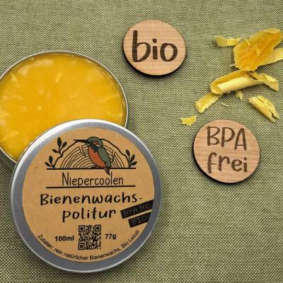 100ml (77g) bio Bienenwachspolitur / BPA frei/ Schuhpolitur, Holzpolitur, Holzpflege, Lederpflege, ohne Mineralöl