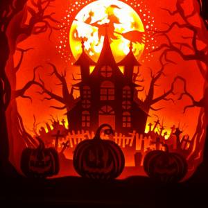 Halloween Dekoration Lampe 3D Bild Halloween inkl. Farbwechsel Shadowbox. Bild 1