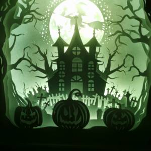 Halloween Dekoration Lampe 3D Bild Halloween inkl. Farbwechsel Shadowbox. Bild 2