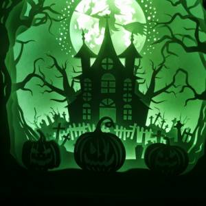 Halloween Dekoration Lampe 3D Bild Halloween inkl. Farbwechsel Shadowbox. Bild 3