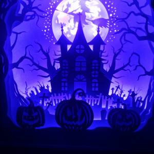 Halloween Dekoration Lampe 3D Bild Halloween inkl. Farbwechsel Shadowbox. Bild 4