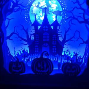 Halloween Dekoration Lampe 3D Bild Halloween inkl. Farbwechsel Shadowbox. Bild 5