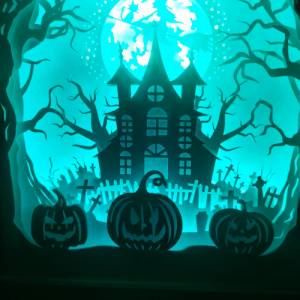 Halloween Dekoration Lampe 3D Bild Halloween inkl. Farbwechsel Shadowbox. Bild 6