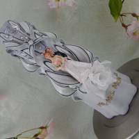 Hochzeitskerze Hand geschnitzt l mit Brautpaar Figur 20 cm Unikat Original Design HKG7722 Bild 3