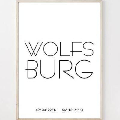 Poster WOLFSBURG mit Koordinaten | Heimatstadt | Stadtposter | Personalisiert | Stadt Geschenk | Kunstdruck | Umzug Einz