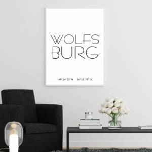 Poster WOLFSBURG mit Koordinaten | Heimatstadt | Stadtposter | Personalisiert | Stadt Geschenk | Kunstdruck | Umzug Einz Bild 2