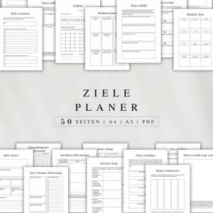 Zieleplaner als PDF Version in Deutsch (A4 & A5) | 50 minimalistische Planerseiten zum ausdrucken oder digital nutzbar a Bild 1
