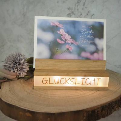 Lichterbox / Leuchtbox mit Spruch und Fotohalter / Glückslicht