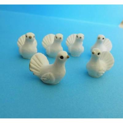 Miniatur  6 St. Tauben zur Hochzeitsdeko oder - Dekoration oder zum Basteln für den Feengarten