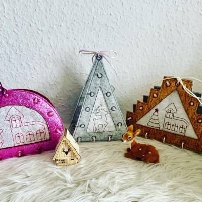 Stickdatei, Lichterbogen, Schwibbogen, Weihnachten Fensterdeko, Rentier, Kirche Set 889