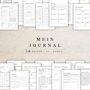 Mein Journal als Canva Version | 50 Tagebuch Canva Vorlagen A4 | Deutsches Journal zum ausdrucken & digital nutzbar | In Bild 1