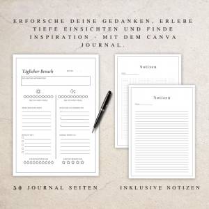 Mein Journal als Canva Version | 50 Tagebuch Canva Vorlagen A4 | Deutsches Journal zum ausdrucken & digital nutzbar | In Bild 3
