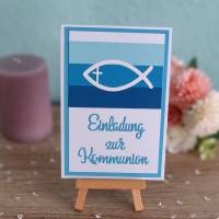 Einladungskarte zur Kommunion, Konfirmation, Taufe -- auch als Menü- und Glückwunschkarte  |  Handmade Bild 1
