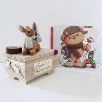 Weihnachten Geldgeschenk Geschenkbox mit Klappdeckel Deko Reh und Weihnachtskarte Bild 2