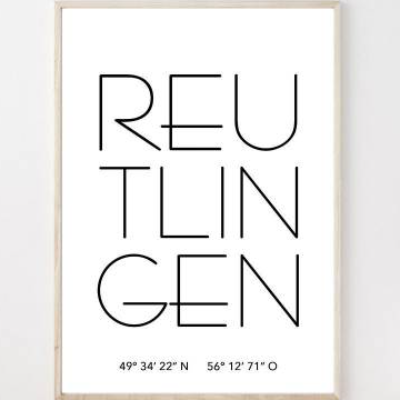 Poster REUTLINGEN mit Koordinaten | Heimatstadt | Stadtposter | Personalisiert | Stadt Geschenk | Kunstdruck | Umzug Ein