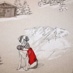 16,20 EUR/m Dekostoff Canvas Bernard Bernardiner im Schnee auf natur hellbeige Baumwollmix Bild 1