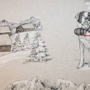 16,20 EUR/m Dekostoff Canvas Bernard Bernardiner im Schnee auf natur hellbeige Baumwollmix Bild 2
