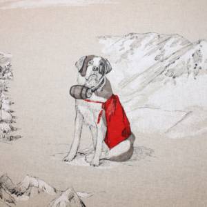 16,20 EUR/m Dekostoff Canvas Bernard Bernardiner im Schnee auf natur hellbeige Baumwollmix Bild 3