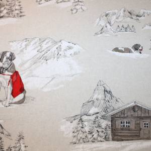 16,20 EUR/m Dekostoff Canvas Bernard Bernardiner im Schnee auf natur hellbeige Baumwollmix Bild 6