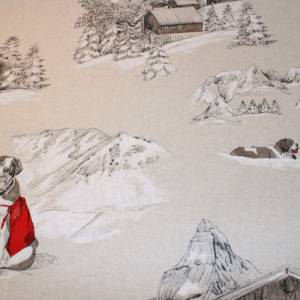 16,20 EUR/m Dekostoff Canvas Bernard Bernardiner im Schnee auf natur hellbeige Baumwollmix Bild 7