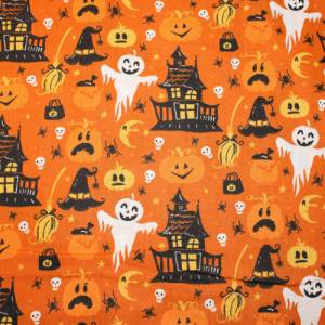 12,60 EUR/m Baumwollstoff Epouvante Halloween Kürbis Gespenst auf orange Webware 100% Baumwolle Bild 4