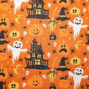 12,60 EUR/m Baumwollstoff Epouvante Halloween Kürbis Gespenst auf orange Webware 100% Baumwolle Bild 6