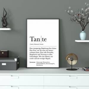 Poster TANTE | Danke | Geschenk | Definition | Schwangerschaft | Vorfreude | Geburtstag | Kunstdruck | Beste Tante | Fam Bild 2
