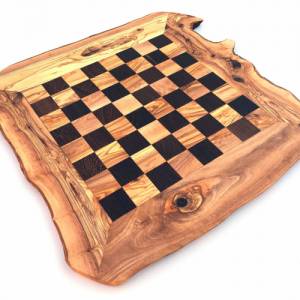 Schachspiel rustikal, Schachbrett Gr. wählbar M/L/XL ohne Schachfiguren Schachspiel handgemacht aus Olivenholz & Wenge Bild 1