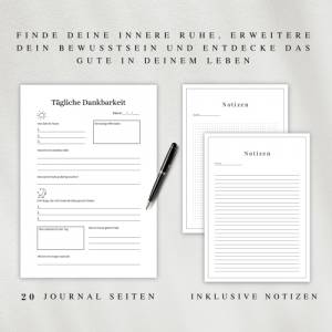 Dankbarkeitsjournal als PDF Version in Deutsch (A4 & A5) | 20 minimalistische Journalseiten zum ausdrucken oder digital Bild 3