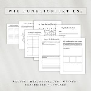 Dankbarkeitsjournal als PDF Version in Deutsch (A4 & A5) | 20 minimalistische Journalseiten zum ausdrucken oder digital Bild 5