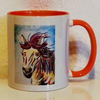 Tasse Pferd, "Das Glück dieser Erde", Malerei Kunst, Mug Becher 325 ml, Keramik Bild 2