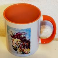Tasse Pferd, "Das Glück dieser Erde", Malerei Kunst, Mug Becher 325 ml, Keramik Bild 3