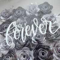 3D-Bilderrahmen mit Rosen - schwarz-weiß-silber - Schriftzug "forever" Bild 4