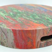 Kleiner Würfelteller/Paschteller Acryl aus Holz und Filz - Ø ca. 23cm Einzelstück - Lost Bild 2
