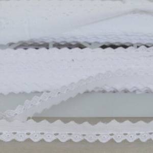 1,95 EUR/Meter Weißes Spitzenband, Festonspitze, Baumwollspitze, 2,5 cm breit Wäschespitze Weiß Bild 8