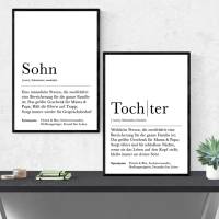 Poster Set SOHN & TOCHTER | Definition | Geschenkidee Familie | Danke | Personalisiertes Geschenk | Kunstdruck | Wanddek Bild 1