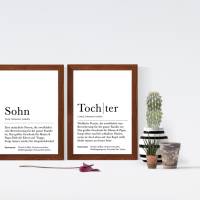 Poster Set SOHN & TOCHTER | Definition | Geschenkidee Familie | Danke | Personalisiertes Geschenk | Kunstdruck | Wanddek Bild 3